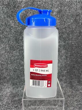 Rubbermaid 1 Qt 32 Oz Water Bottle Container Blue Lid 3091 USA New